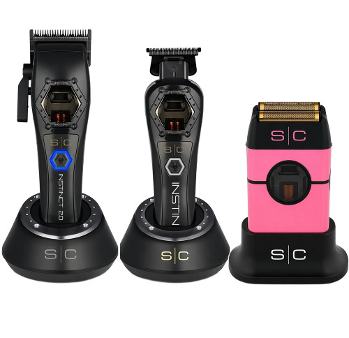 StyleCraft - S|C Instinct Metal Pink Combo hajvágógép + kontúrvágó gép  + elektromos borotva